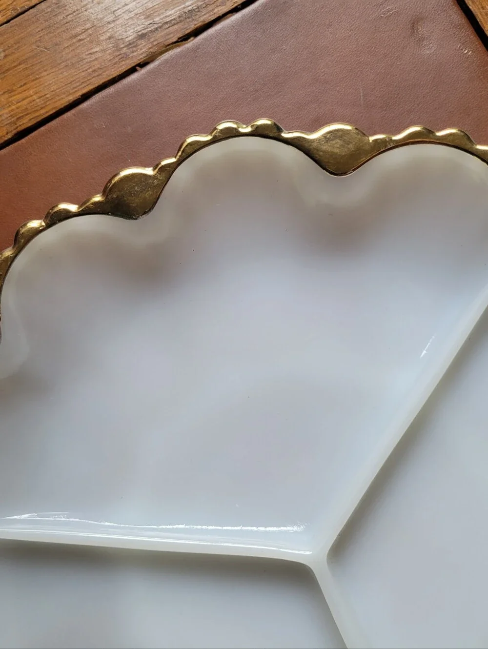 Anchor Hocking Fire King 3-section DIVIDED PLATE white milk glass dish Vintage
